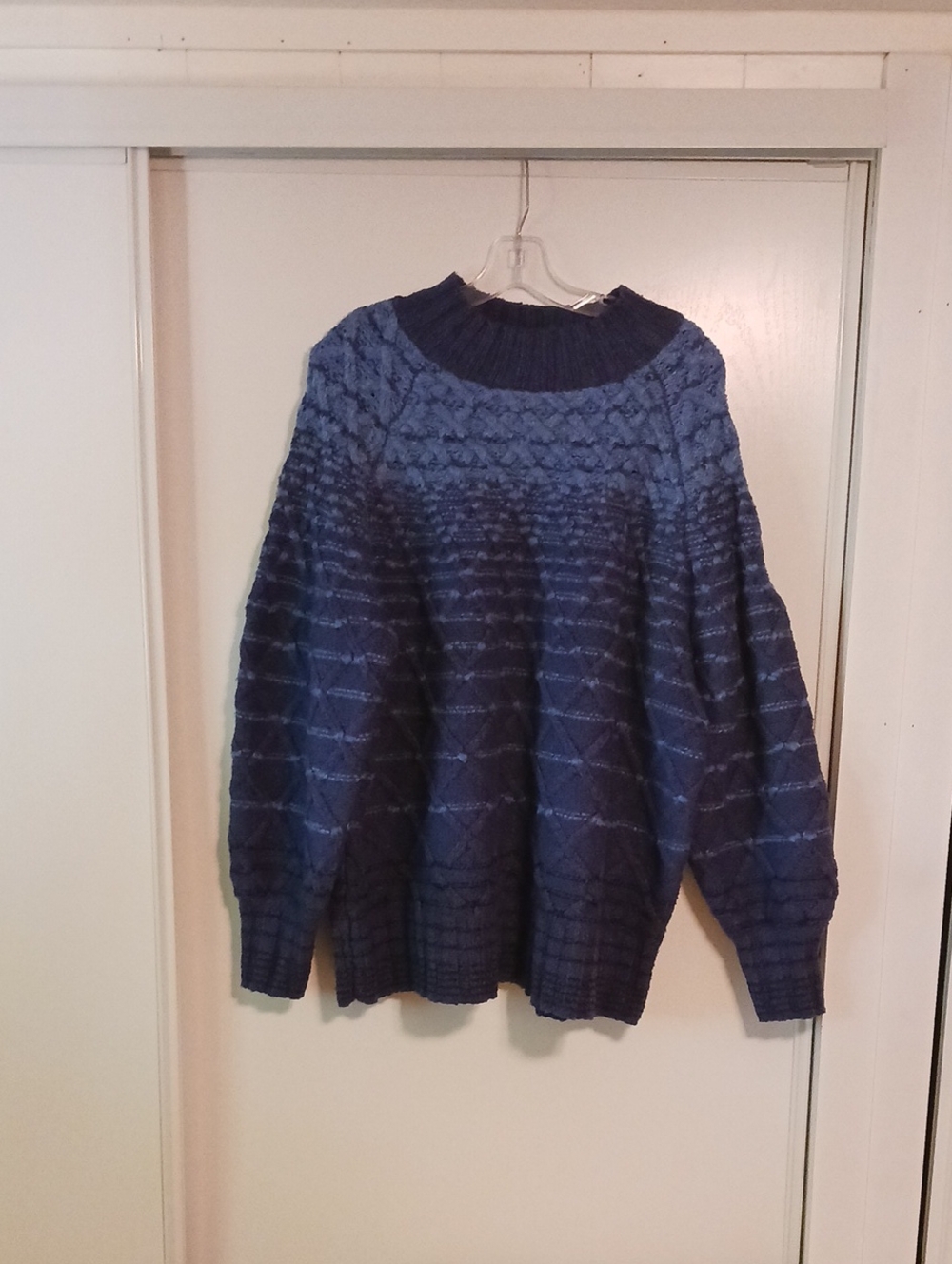 Lane Bryant Navy & Blue Textured Crewneck Sweater